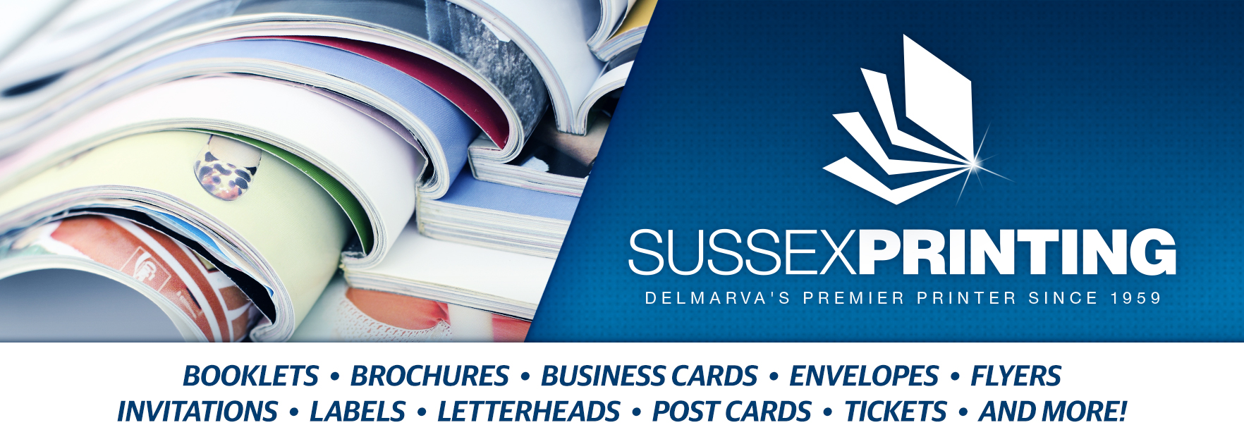 Banner advertisement for Sussex Printing Corporation