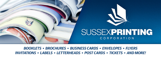 Banner advertisement for Sussex Printing Corporation